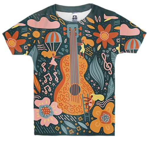 Детская 3D футболка с испанской гитарой