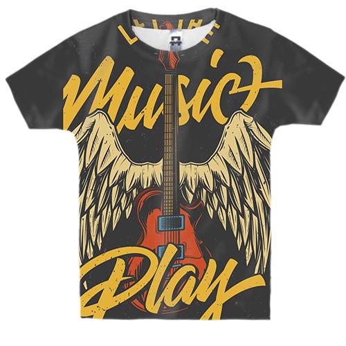 Дитяча 3D футболка Music play rock