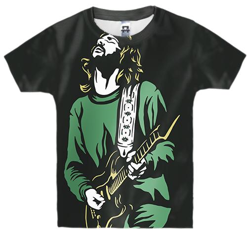 Детская 3D футболка с зеленым гитаристом