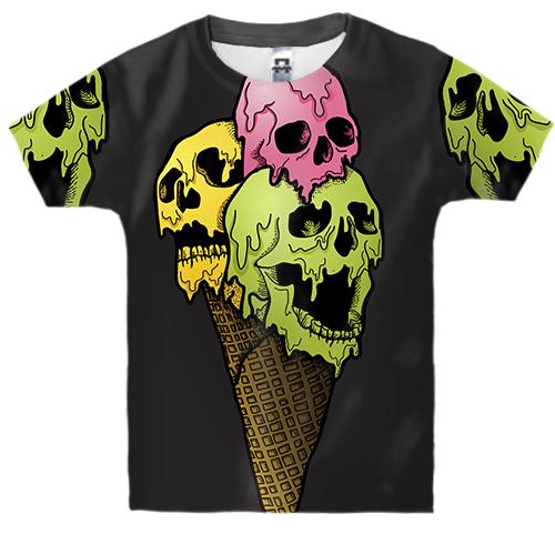 Дитяча 3D футболка з морозивом черепом