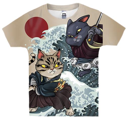 Детская 3D футболка с японскими котами