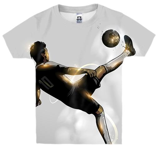 Детская 3D футболка с ярким золотистым футболистом
