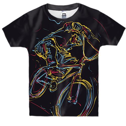 Детская 3D футболка с ярким велосипедистом