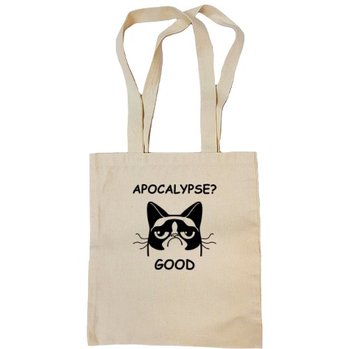 Сумка шоппер с сердитым котом Grumpy Cat и надписью «Apocalypse? Good»