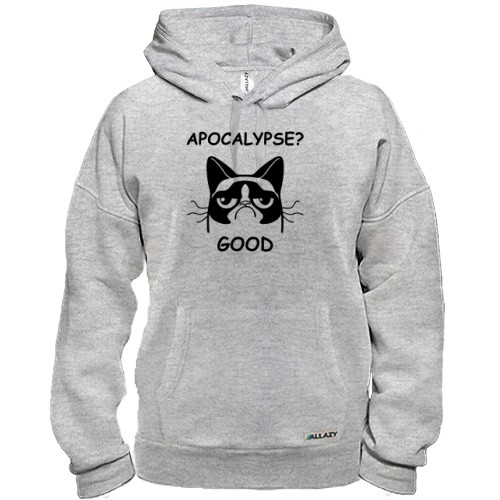 Толстовка с сердитым котом Grumpy Cat и надписью «Apocalypse? Good»
