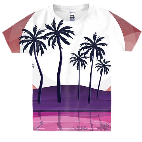 Детская 3D футболка с пальмами на берегу