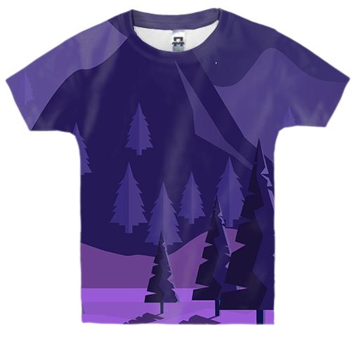 Детская 3D футболка с темным лесом