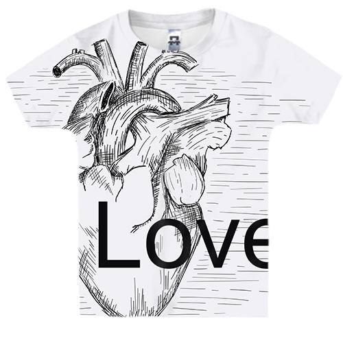 Дитяча 3D футболка Love heart