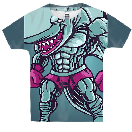 Детская 3D футболка с акулой боксером
