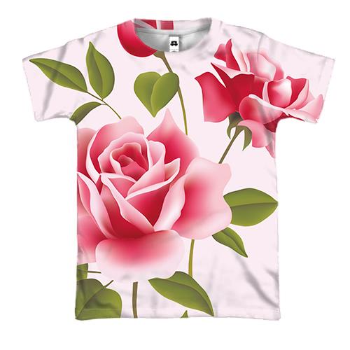 3D футболка з рожевими трояндами