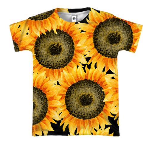 3D футболка з великими соняшниками