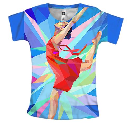 Женская 3D футболка Gymnast low poly