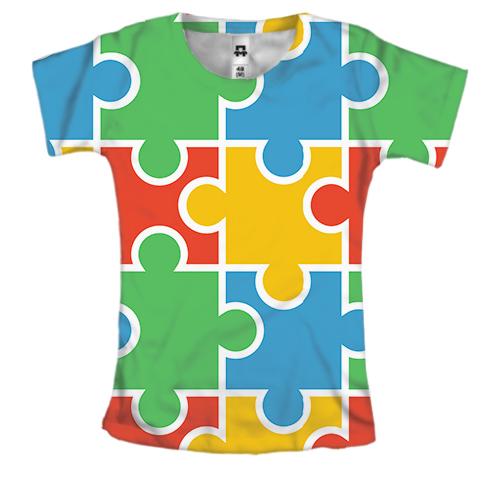 Женская 3D футболка Puzzle Pattern
