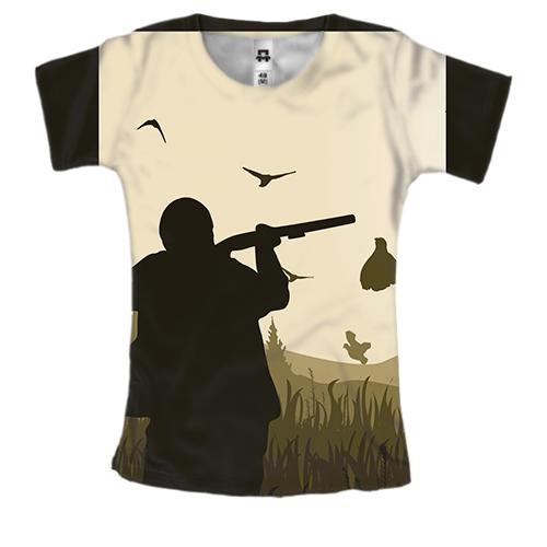 Женская 3D футболка с охотником