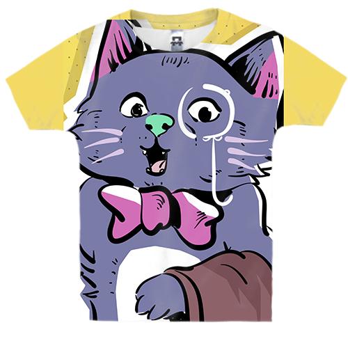 Детская 3D футболка с котом и моноклем