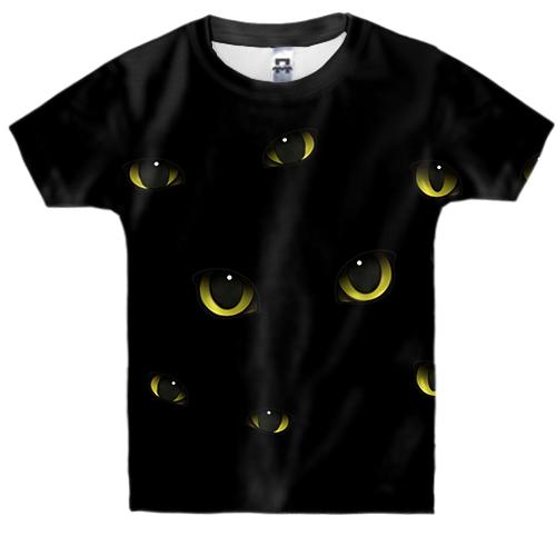 Дитяча 3D футболка з котячими очима в темряві