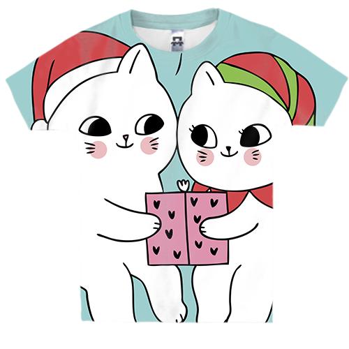 Дитяча 3D футболка з котами в шапочках