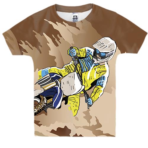 Детская 3D футболка с песчаным мотоциклистом