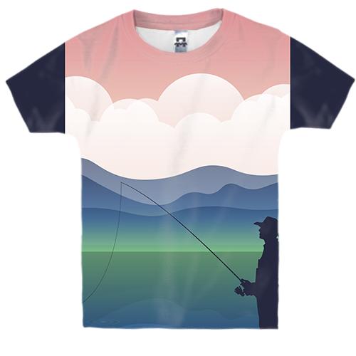 Детская 3D футболка с градиентным рыбаком