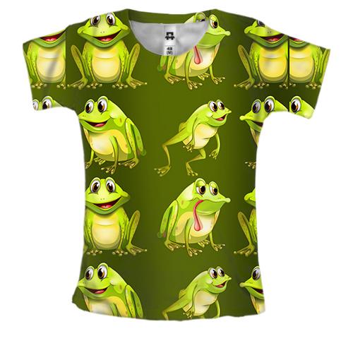 Жіноча 3D футболка з прикольними жабами