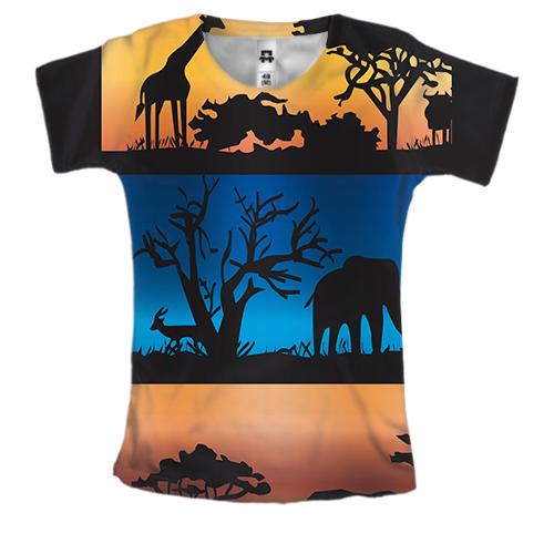 Женская 3D футболка Safari Silhouettes