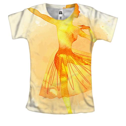 Жіноча 3D футболка Ballerina Watercolor