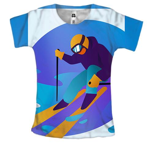 Женская 3D футболка Ski Art
