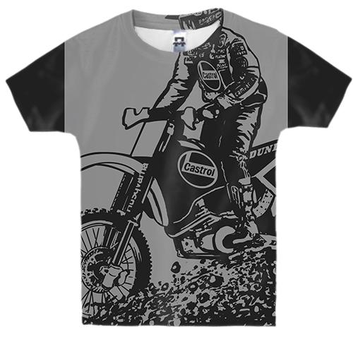 Дитяча 3D футболка з сірим мотоциклістом