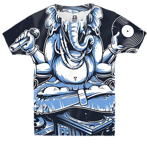 Детская 3D футболка со слоном диджеем