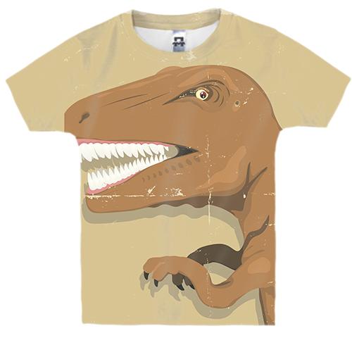 Дитяча 3D футболка з коричневим динозавром
