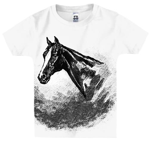 Детская 3D футболка с карандашной лошадью