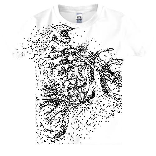 Дитяча 3D футболка з розпадаються мотоциклістом