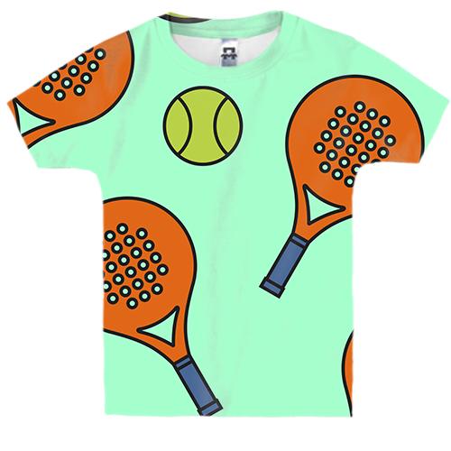 Детская 3D футболка с теннисными мячами и ракетками