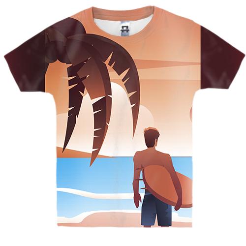 Дитяча 3D футболка з пляжним серфінгом