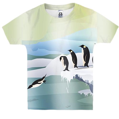 Дитяча 3D футболка з пінгвінами на крижині