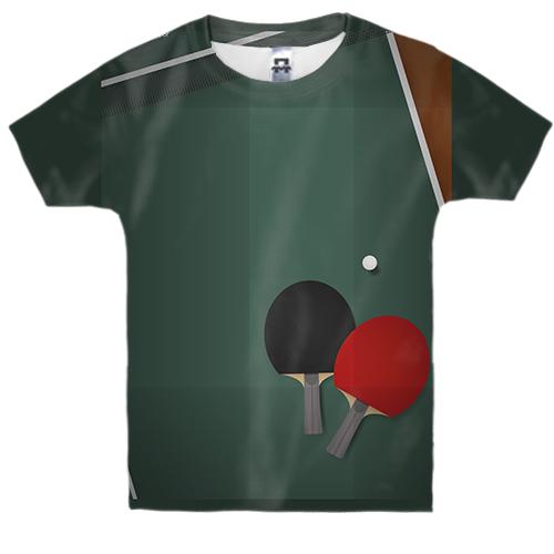 Детская 3D футболка с настольным теннисом и ракетками