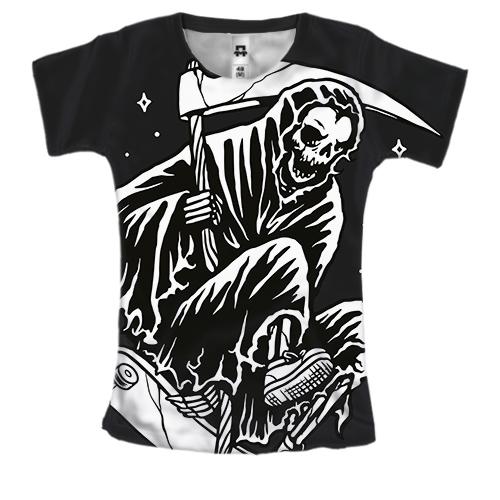 Жіноча 3D футболка Death with skate