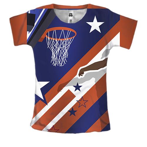 Женская 3D футболка Basketball Collage