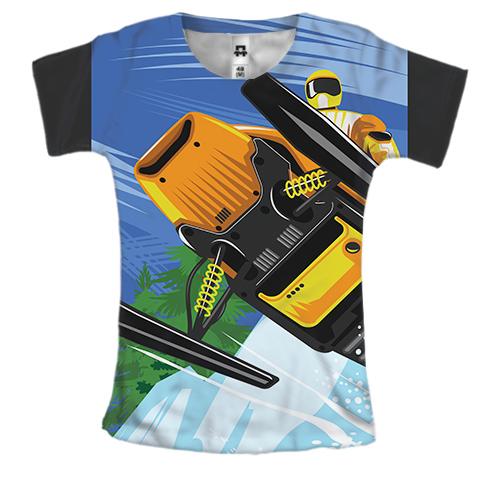 Женская 3D футболка Snowmobile bottom view