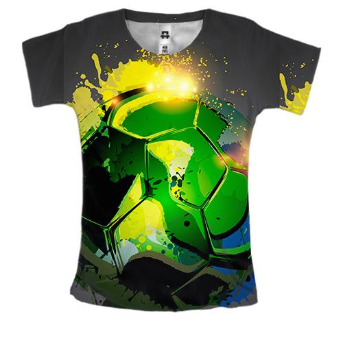 Женская 3D футболка Green Football Art