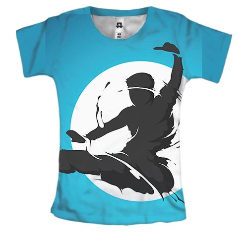 Женская 3D футболка Silhouette and the moon