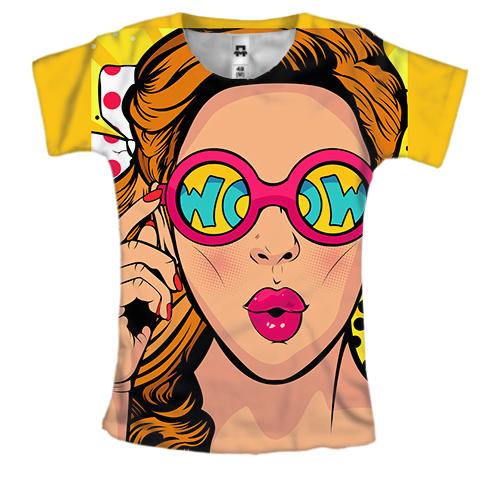 Жіноча 3D футболка Girl Wow Pop Art
