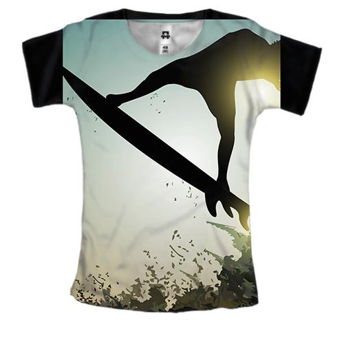 Женская 3D футболка Surfer Silhouette