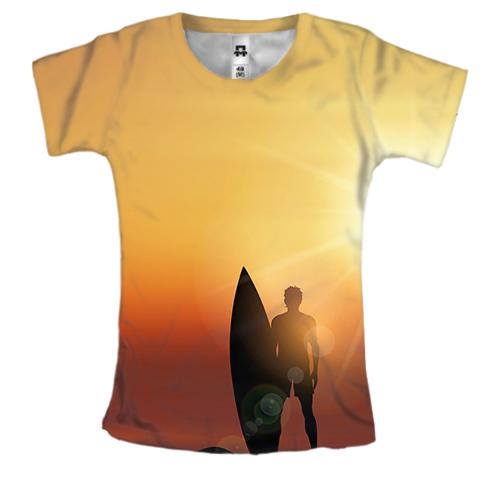 Женская 3D футболка Surfer with Board