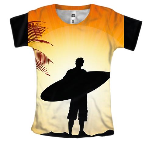 Жіноча 3D футболка Surfer with Board 2