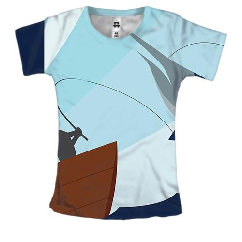 Женская 3D футболка Рыба-пила