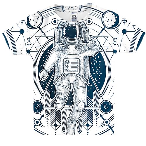 Детская 3D футболка Космонавт в орнаментах
