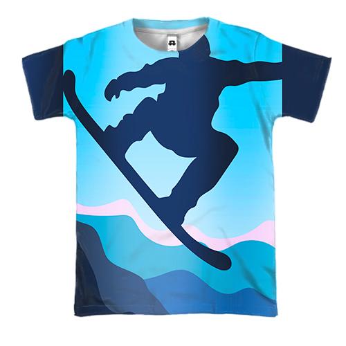 3D футболка Blue  Snowboarder