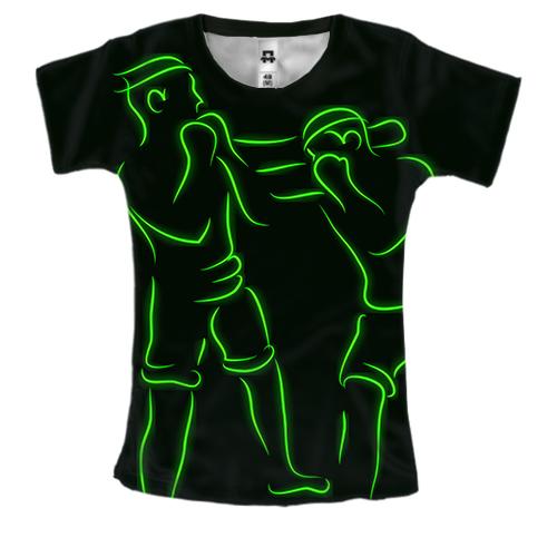 Жіноча 3D футболка Boxers Green line