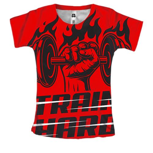 Женская 3D футболка Train Hard Red